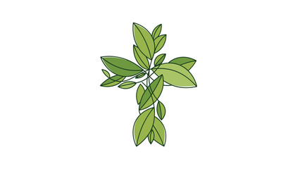 Green Leaf Cross Symbolizing Nature and Faith, Generative AI.