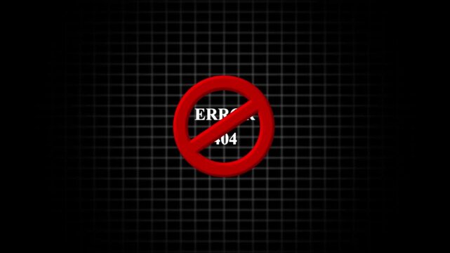 Red Prohibition Sign Over Text EROR 404 symbol stop