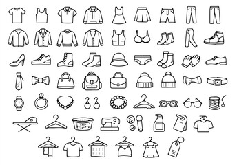 Clothing and Fashion Outline Icons Collection