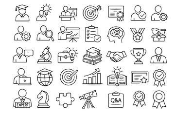 Business Achievement and Success Line Icons Set