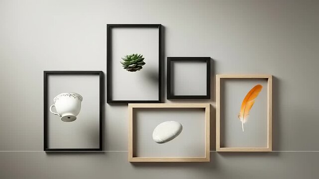 Minimalist Wall Decor with Framed Natural Elements and Modern Aesthetic.