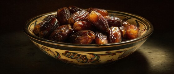 Fototapeta premium Delicious Dates in a Decorative Bowl