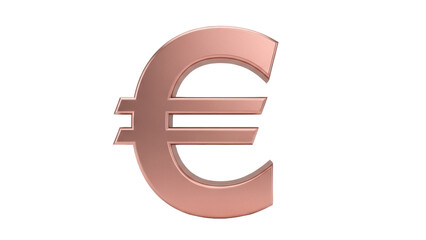 Rose gold euro symbol isolated PNG on transparent background, currency sign for finance and business concepts
