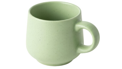 Speckled light green ceramic mug isolated PNG, minimalist design drinkware for coffee, tea, or hot...