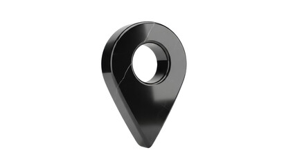 Sleek black map pointer PNG isolated on transparent background, location pin for navigation and travel apps