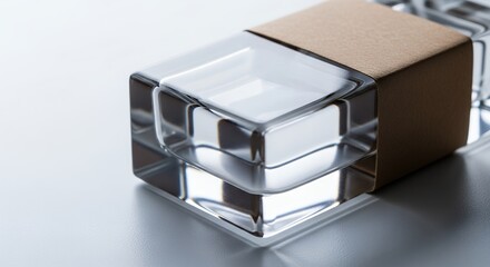 Modern glass ashtray design with a cardboard box studio lighting