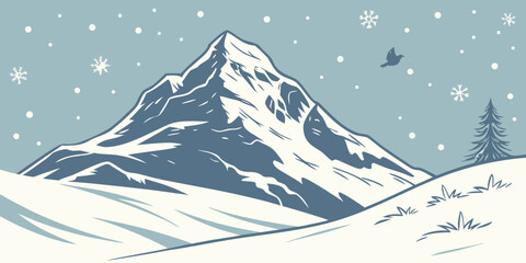 winter snow mountain landscape with snow