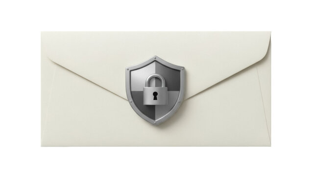Secured envelope PNG isolated on transparent background, confidential communication with shield and padlock for privacy and data protection - Powered by Adobe