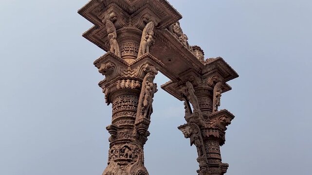 Kirti Toran historic stone monument in Vadnagar Gujarat India. Ancient gateway shows heritage architecture, cultural history, detailed carvings, tourism value, and timeless Indian craftsmanship.