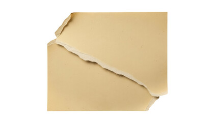 Beige torn paper piece isolated PNG on transparent background, rough edge texture for collage and graphic design use