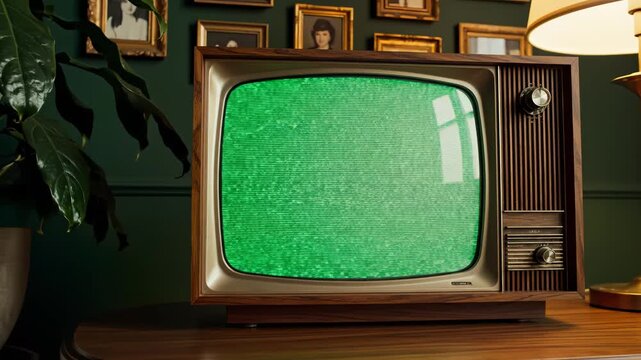 Vintage TV with static on screen