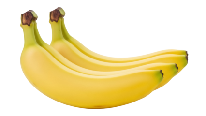 Bunch of ripe yellow bananas isolated PNG, tropical fruit with curved shape and sweet taste, healthy snack on transparent background