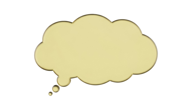 Beige thought bubble PNG isolated on transparent background, cloud shape for communication and brainstorming concepts - Powered by Adobe