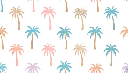Pastel Palm Tree Pattern - Tropical Summer Aesthetic.