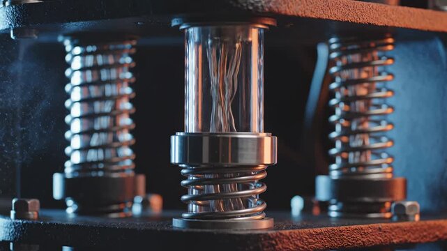 Industrial machine with springs and fibers