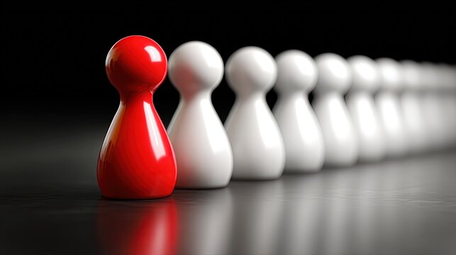 Single Red Pawn Among White Pawns