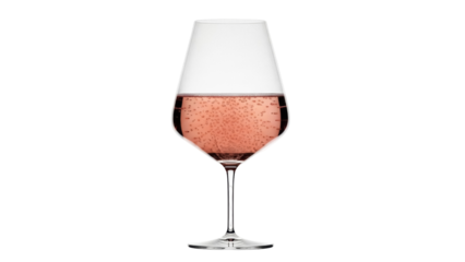 Elegant glass of rosé wine isolated PNG on transparent background, refreshing alcoholic beverage for celebrations and special occasions