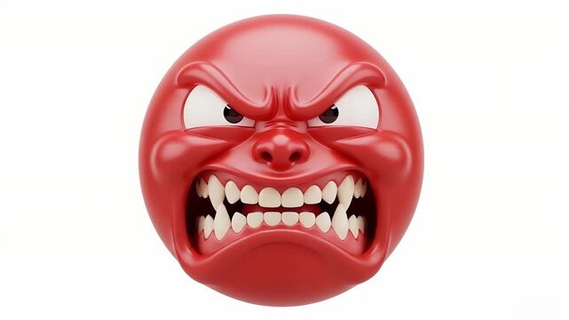 angry red emoji closeup with bared teeth