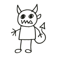 Fototapeta premium PNG Childlike monster doodle illustration.