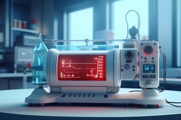 Advanced medical equipment processing intricate information in a high tech lab setting