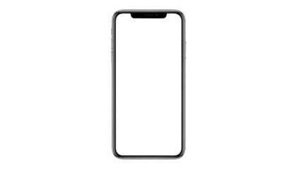 Modern smartphone mockup isolated PNG on transparent background, mobile phone device for app presentation and responsive design showcase