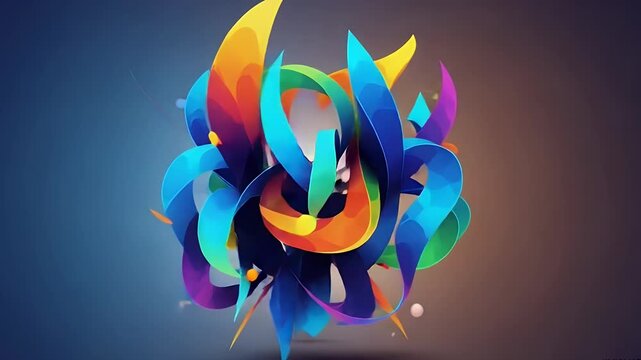colorful abstract ribbon loops in 3d motion with neon gradient