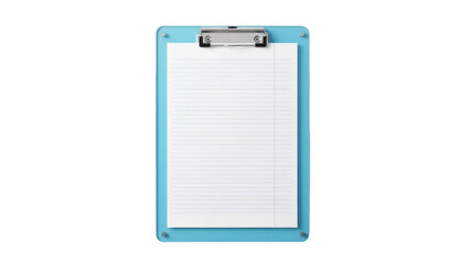 Light blue clipboard with lined paper isolated PNG, office supply for taking notes and organizing documents on transparent background