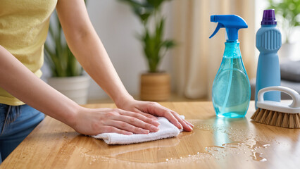 woman cleaning kitchen