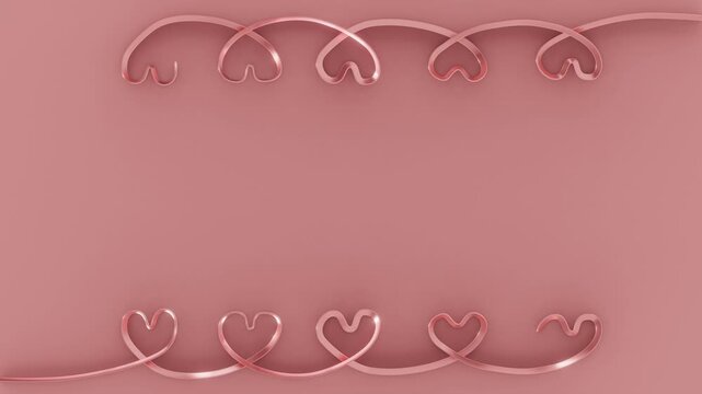 Horizontal 3D Valentine loop animation ribbon lace heart ballet ballerina pointe tutu slippers dance grace feminine banner poster template mockup wallpaper background pink pastel rose blush satin silk