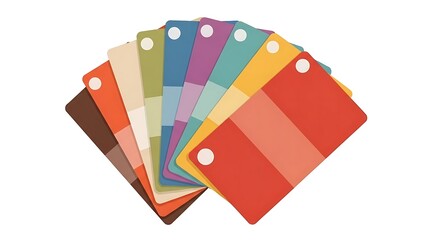 Vibrant Color Swatch Palette Fan on White Background