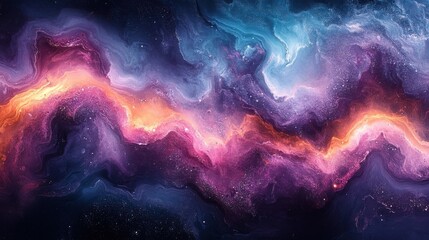 Vibrant Nebula with Swirling Colors and Sparkling Stars in Deep Space