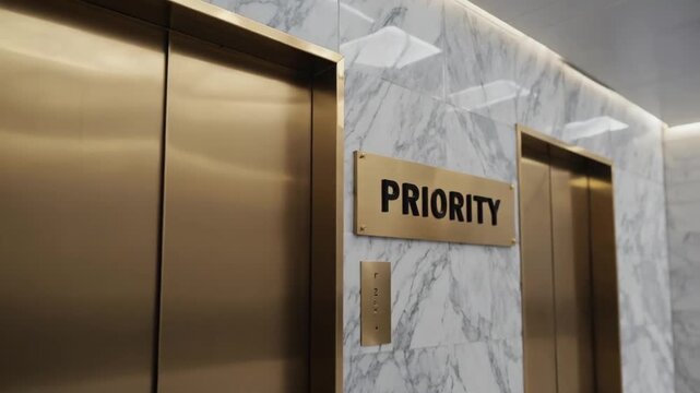 Priority sign in the elevator.