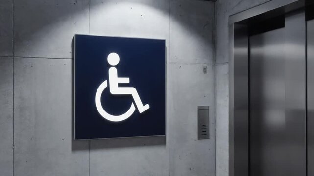 Wheelchair sign in the elevator.