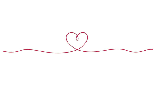 Abstract continuous line heart outline drawing isolated on white a transparent background