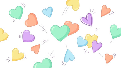 Whimsical Pastel Hearts Seamless Pattern. Cute Doodle Love Background Texture for Valentine's Day, Wedding, and Sweet Design Projects.