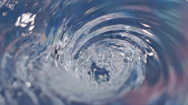 Spiral water vortex with bubbles