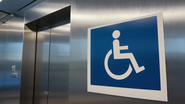 Wheelchair sign in the elevator.