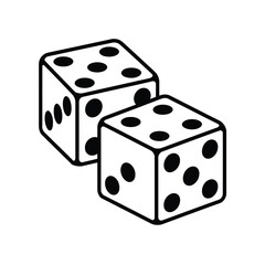 Two standard six sided dice with black dots on white background