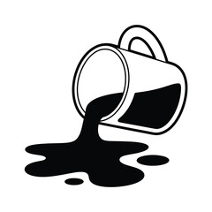 a black liquid pouring out of a bucket