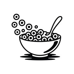 a bowl of cereal with a spoon and bubbles rising © firoj