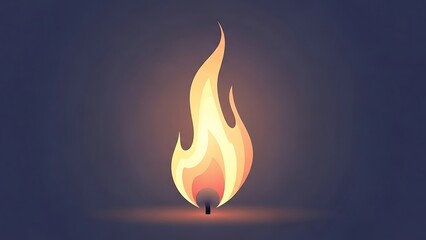 Minimalist Illustration of a Glowing Single Flame on a Dark Background