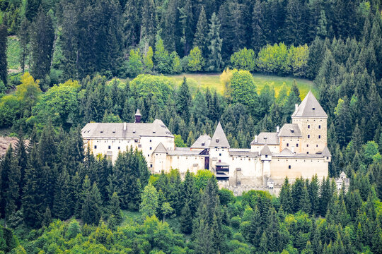 View of Moosham Castle. Old castle of the municipality of Unternberg in Lungau near Salzburg.
