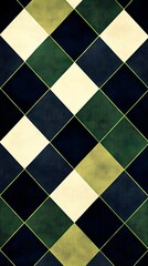 Abstract Geometric Pattern: A visually captivating display of rhombuses, meticulously arranged in a repeating pattern. The design features a blend of dark teal and cream hues.