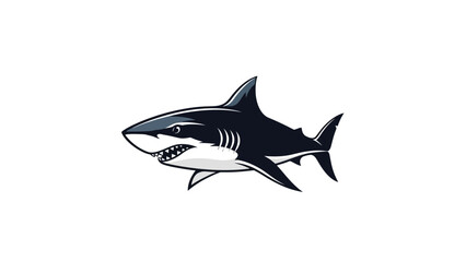 Obraz premium Illustration of a menacing shark with sharp teeth on white.