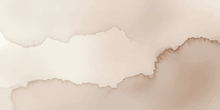 Abstract Beige Watercolor Background Vector Earth Tone Stain Texture Wash