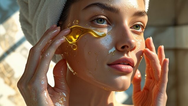 Ancient Roman Matron Beauty Ritual: Applying Olive Oil in Cinematic Highlight