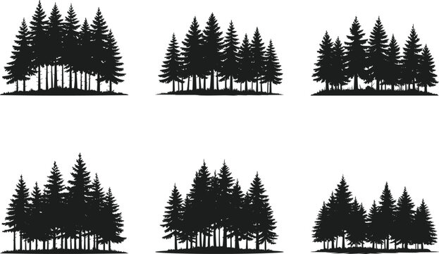 Forest Tree Silhouette Landscape Vector Collection