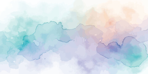 Soft Abstract Watercolor Background in Pastel Mint Blue and Lavender Hues