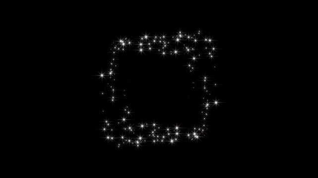 2D Magic sparkles glitter line stars animation, starlight dust line, glitter confetti trail, magic glitter sparkle trail, glowing doodle stars, twinkle star particles effect on black screen. 4k video