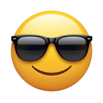 Smiling face with sunglasses isolated on transparent background